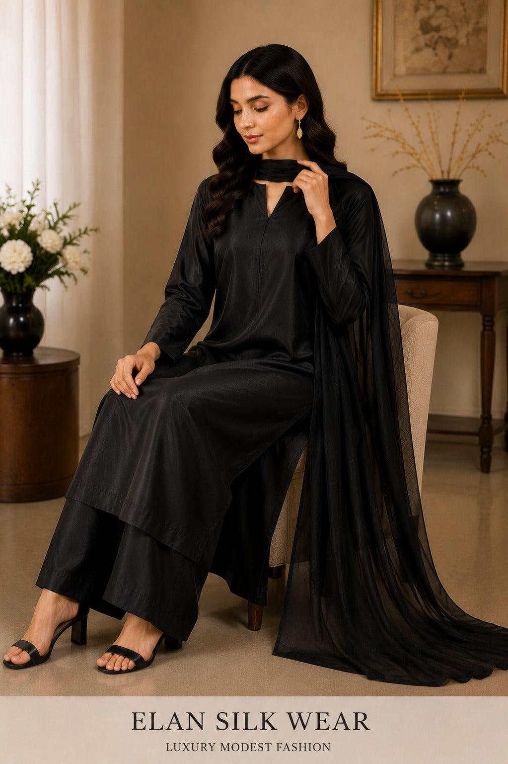 ELAN Silk Wear – Timeless Black Elegance ✨