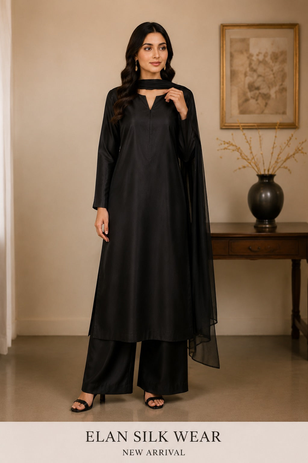 ELAN Silk Wear – Timeless Black Elegance ✨